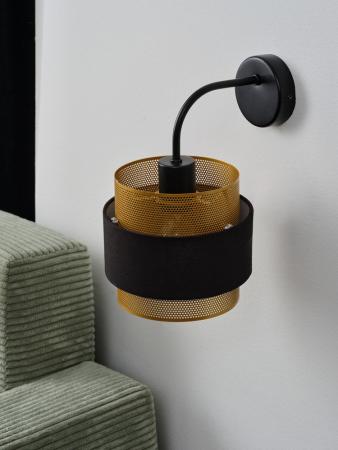 Osram Wandleuchte Decor Hornet in Schwarz / Gold mit E27 Fassung - gelungene Symbiose aus Stahl und Polyester-Baumwolle