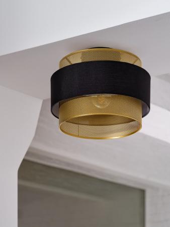 Osram Deckenleuchte Decor Hornet in Schwarz / Gold mit E27 Fassung Ø 30 cm - gelungene Symbiose aus Stahl und Polyester-Baumwolle