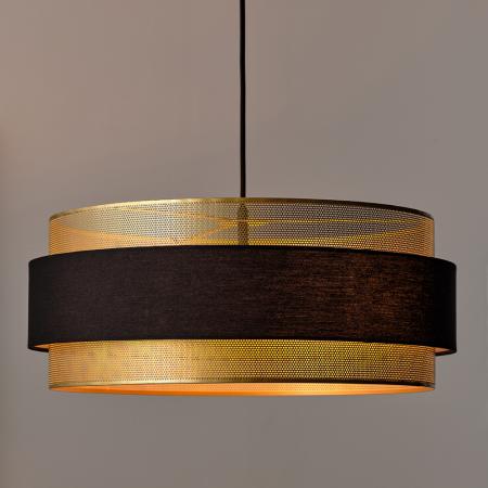 Osram Decor Hornet Pendelleuchte in Schwarz / Gold mit 3 E27 Fassungen Ø 50 cm - gelungene Symbiose aus Stahl und Polyester-Baumwolle