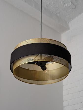 Osram Decor Hornet Pendelleuchte in Schwarz / Gold mit 3 E27 Fassungen Ø 50 cm - gelungene Symbiose aus Stahl und Polyester-Baumwolle