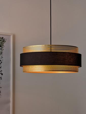Osram Decor Hornet Pendelleuchte in Schwarz / Gold mit 3 E27 Fassungen Ø 50 cm - gelungene Symbiose aus Stahl und Polyester-Baumwolle