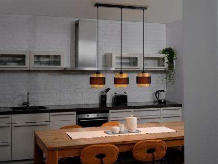 Osram Decor 3-flammige Hornet Pendelleuchte in Schwarz / Gold mit E27 Fassungen - gelungene Symbiose aus Stahl und Polyester-Baumwolle