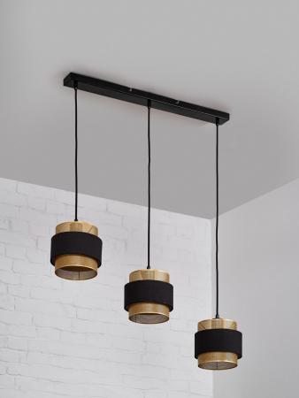 Osram Decor 3-flammige Hornet Pendelleuchte in Schwarz / Gold mit E27 Fassungen - gelungene Symbiose aus Stahl und Polyester-Baumwolle