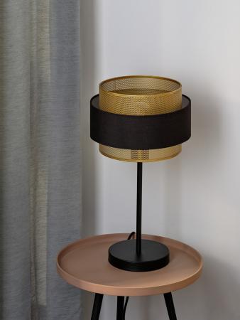 Osram Tischleuchte Decor Hornet in Schwarz / Gold mit E27 Fassung Ø 25 cm - gelungene Symbiose aus Stahl und Polyester-Baumwolle