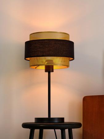 Osram Tischleuchte Decor Hornet in Schwarz / Gold mit E27 Fassung Ø 25 cm - gelungene Symbiose aus Stahl und Polyester-Baumwolle