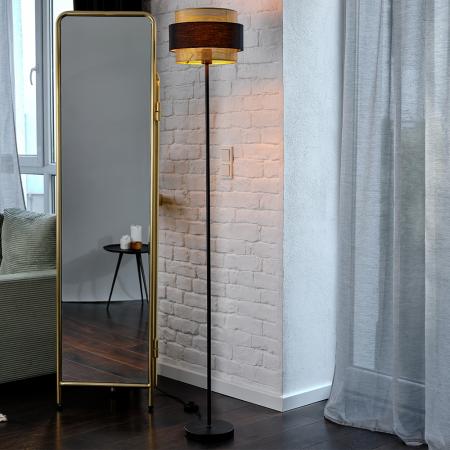 Osram Stehleuchte Decor Hornet in Schwarz / Gold mit E27 Fassung Ø 30 cm - gelungene Symbiose aus Stahl und Polyester-Baumwolle