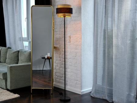 Osram Stehleuchte Decor Hornet in Schwarz / Gold mit E27 Fassung Ø 30 cm - gelungene Symbiose aus Stahl und Polyester-Baumwolle