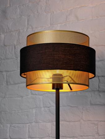 Osram Stehleuchte Decor Hornet in Schwarz / Gold mit E27 Fassung Ø 30 cm - gelungene Symbiose aus Stahl und Polyester-Baumwolle