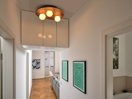 OSRAM Deckenleuchte Decor Acacia Nest aus Holz mit G9 Fassungen braun - mit matter Glaskugel