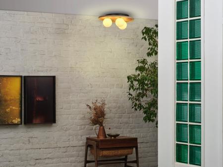 OSRAM Deckenleuchte Decor Wood Nest aus Kautschukholz mit G9 Fassung hellbaraun - mit matter Glaskugel