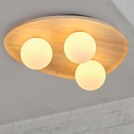 OSRAM Deckenleuchte Decor Wood Nest aus Kautschukholz mit G9 Fassung hellbaraun - mit matter Glaskugel