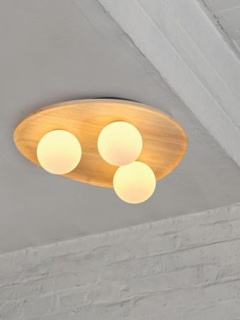 OSRAM Deckenleuchte Decor Wood Nest aus Kautschukholz mit G9 Fassung hellbaraun - mit matter Glaskugel
