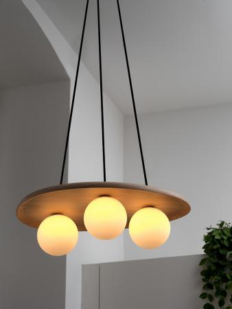 OSRAM Tischleuchte Decor Wood Nest aus Kautschukholz mit G9 Fassung hellbaraun - mit matter Glaskugel