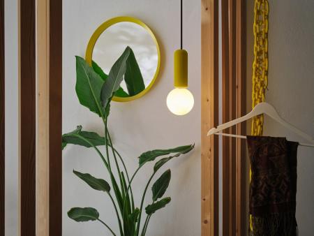 Osram Pendelleuchte Decor Conrete Mic mit G9 Fassung aus Beton mit Glaskugel in Gelb