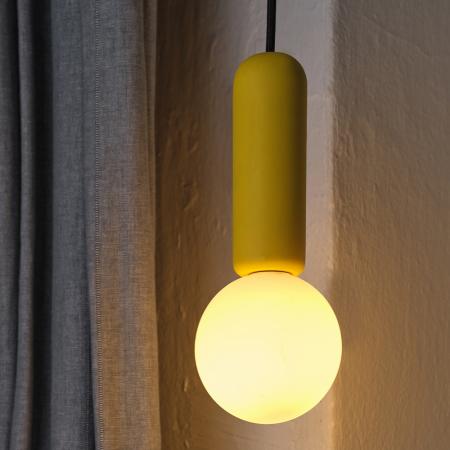 Osram Pendelleuchte Decor Conrete Mic mit G9 Fassung aus Beton mit Glaskugel in Gelb