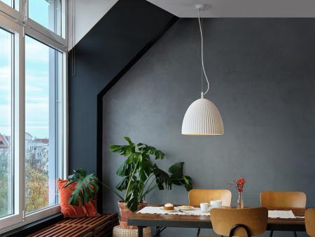 Osram Pendelleuchte Decor Plaster Routes Bell aus Gips in Weiß mit E27 Fassung