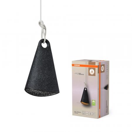OSRAM Pendelleuchte Decor Bell in Schwarz mit E27 Fassung - Leuchtenschirm aus recyceltem Material