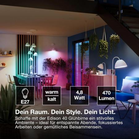 OSRAM E27 SMART+ MATTER LED-Lampe, kompatibel mit Google, Alexa, Apple 4,8W Multicolor 2700-6500K
