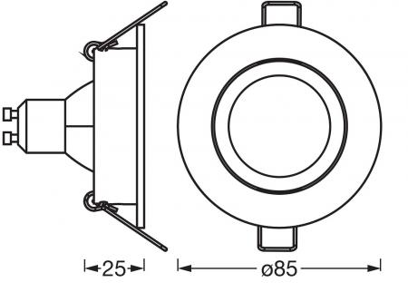 3er Set OSRAM GU10 6W LED Spot Set Recess Click Dim Satin Gold 2700K IP20 Einbaustrahler -  Einbaudurchmesser 68mm, Einbautiefe 100mm