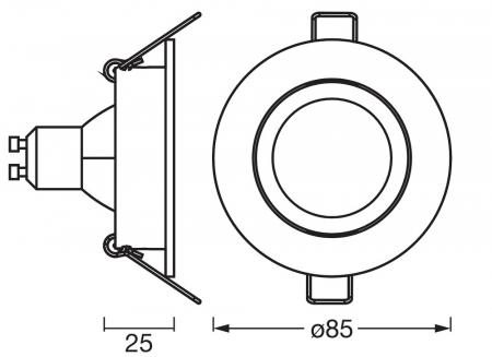 OSRAM SMART+ MATTER LED Spot Recess GU10 Adjustable 4,7W RGBW Sand Schwarz IP20 Einbaustrahler - Einbaudurchmesser 68mm, Einbautiefe 100mm