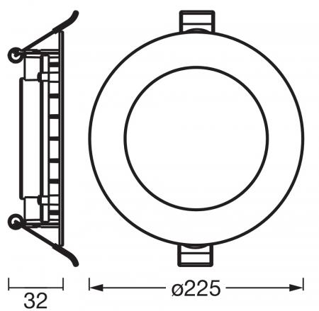 3er Set LED Spot and Downlight Recess Slim 225mm 22W 830 White Einbauleuchte - Einbaudurchmesser 200mm, Einbautiefe 35mm