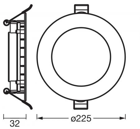 3er Set LED Spot and Downlight Recess Slim 225mm 22W 4000K Weiß Einbauleuchten IP20 - Einbaudurchmesser 200mm, Einbautiefe 35mm