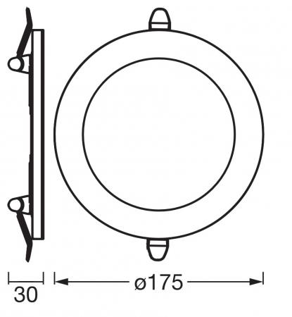 Osram LED Downlight Side-Mainlight 175mm 18W 3000K Weiß Einbauleuchte IP20 - Einbaudurchmesser 85…145 mm, Einbautiefe 30 mm