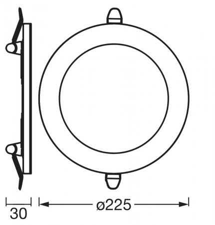 Osram LED Downlight Side-Mainlight 225mm 24W 3000K Weiß Einbauleuchte IP20 - Einbaudurchmesser 85…195 mm, Einbautiefe 30 mm