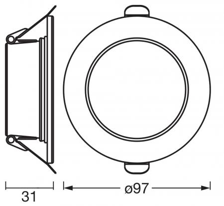 3er Set OSRAM LED Downlight Set IP44 Dim Slim 4,5W 3000K 120° Weiß Einbauspot - Einbaudurchmesser 75mm, Einbautiefe 35mm