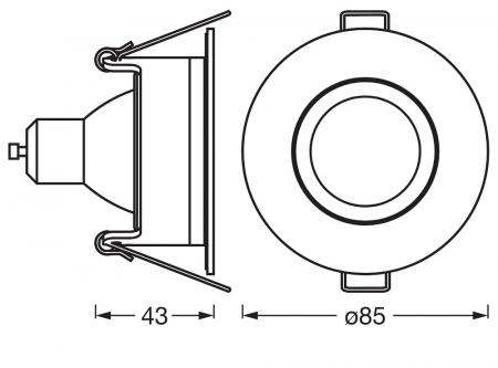 OSRAM SMART+ MATTER LED Spot Recess GU10 IP65 Adjustable 4,7W RGBW Satin Nickel Einbaustrahler - Einbaudurchmesser 68mm, Einbautiefe 115mm