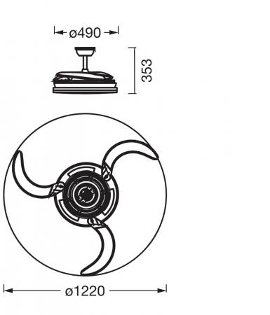 OSRAM Ceiling Fan Cierzo 1220 mm 60W CCT RGB Deckenventilator mit LED-Licht und Fernbedienung