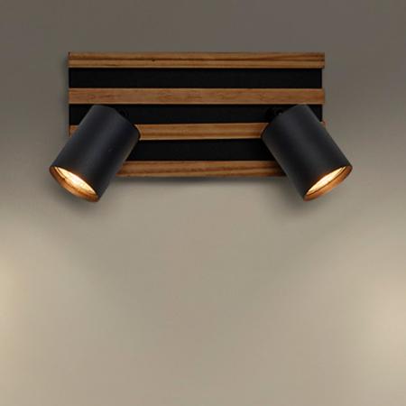 OSRAM Spot Acoustic 2x GU10 LED Spot Leuchte Schwarz Holz IP20 Wand Decke
