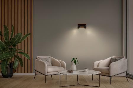 OSRAM Spot Acoustic 2x GU10 LED Spot Leuchte Schwarz Holz IP20 Wand Decke
