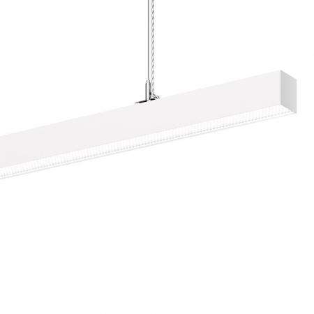 Siteco Silica 21 Hängeleuchte extrem breit strahlend, ELDACON® P, Prismenscheibe, Lichtfarbe 830, UGR ≤ 19, DALI 2, verkehrsweiß (RAL 9016)