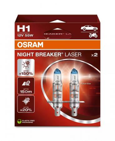 2er Pack OSRAM P14.5s NIGHT BREAKER LASER H1 mit Laserablationstechnologie - 64150NL