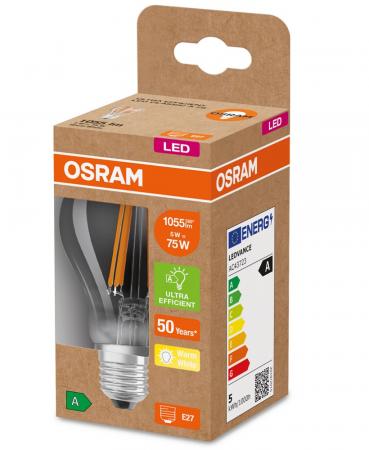 6er Set OSRAM E27 LED Leuchtmittel leistungsstark & besonders effizient 5W wie 75W 3000K warmweißes Licht