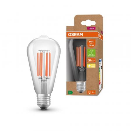 6er Set OSRAM E27 EDISON besonders effizientes LED Leuchtmittel leistungsstark 3,8W wie 60W 3000K warmweißes Licht
