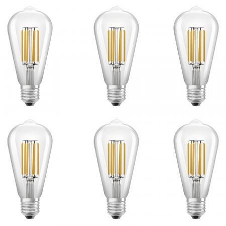 6er Set OSRAM E27 EDISON besonders effizientes LED Leuchtmittel leistungsstark 3,8W wie 60W 3000K warmweißes Licht