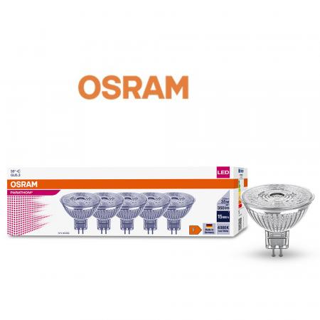 5er Pack OSRAM GU5.3 LED Reflektor MR16 36° Abstrahlwinkel 3,8W wie 35W 4000K neutralweißes Licht 12V