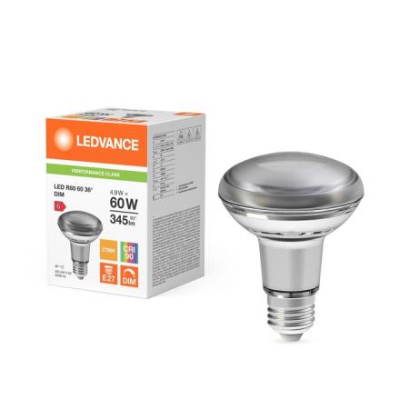 Ledvance E27 R80 Reflektorlampe 36° 4,8W wie 60W dimmbarer Strahler mit warmweißem Licht 2700K hohe Farbwiedergabe