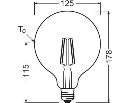 Ledvance E27 LED Kugellampe Globe 125 Classic klar 4W wie 40W 2700K warmweißes Licht