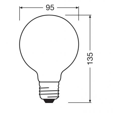 Ledvance E27 LED Kugellampe Globe 95 Classic matt dimmbar 11W wie 100W 2700K warmweißes Licht