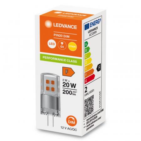 Nur noch angezeigter Bestand verfügbar  Ledvance G4 Dimmbarer LED PIN 12 V 2W wie 20W warmweiß Niedervolt Lampe