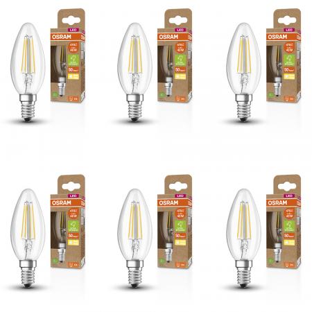 6er Set Osram E14 LED Kerzenlampe CLASSIC besonders effizient 2,5W wie 40W 2700 K warmweißes Licht