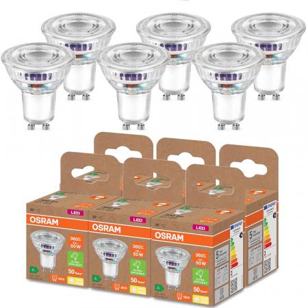 6er Set OSRAM GU10 LED Strahler besonders effizient 36 ° 2W wie 50W 2700K warmweißes Licht