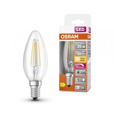 6er Sparset OSRAM E14 Kerzen LED Lampe SUPERSTAR+ CLASSIC klar dimmbar 2,2W wie 25W warmweißes Licht & hohe Farbwiedergabe