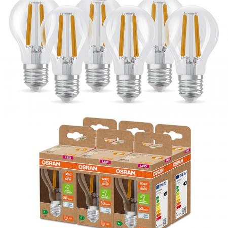 6er Pack OSRAM E27 besonders effiziente LED Lampe 3,8W wie 60W 4000K neutralweißes Licht - beste Energie Effizienz Klasse