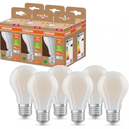 6er Sparset OSRAM E27 besonders effiziente LED Lampe 5W wie 75W 4000K neutralweißes Licht matt - beste Energie Effizienz Klasse