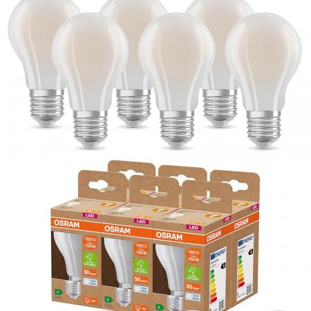 6er Pack OSRAM E27 besonders effiziente LED Lampe 7,2W wie 100W 4000K neutralweißes Licht matt - beste Energie Effizienz Klasse