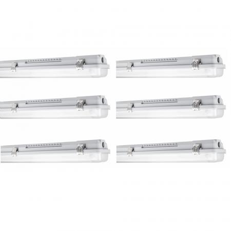 6 x 60cm LEDVANCE Damp Proof Housing 600 P 2XLAMP Wannenleuchte 2-flg. LED Feuchtraumleuchte IP65